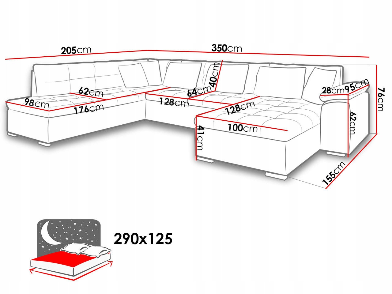 размеры диванов раскладывающихся вперед стандартные размеры