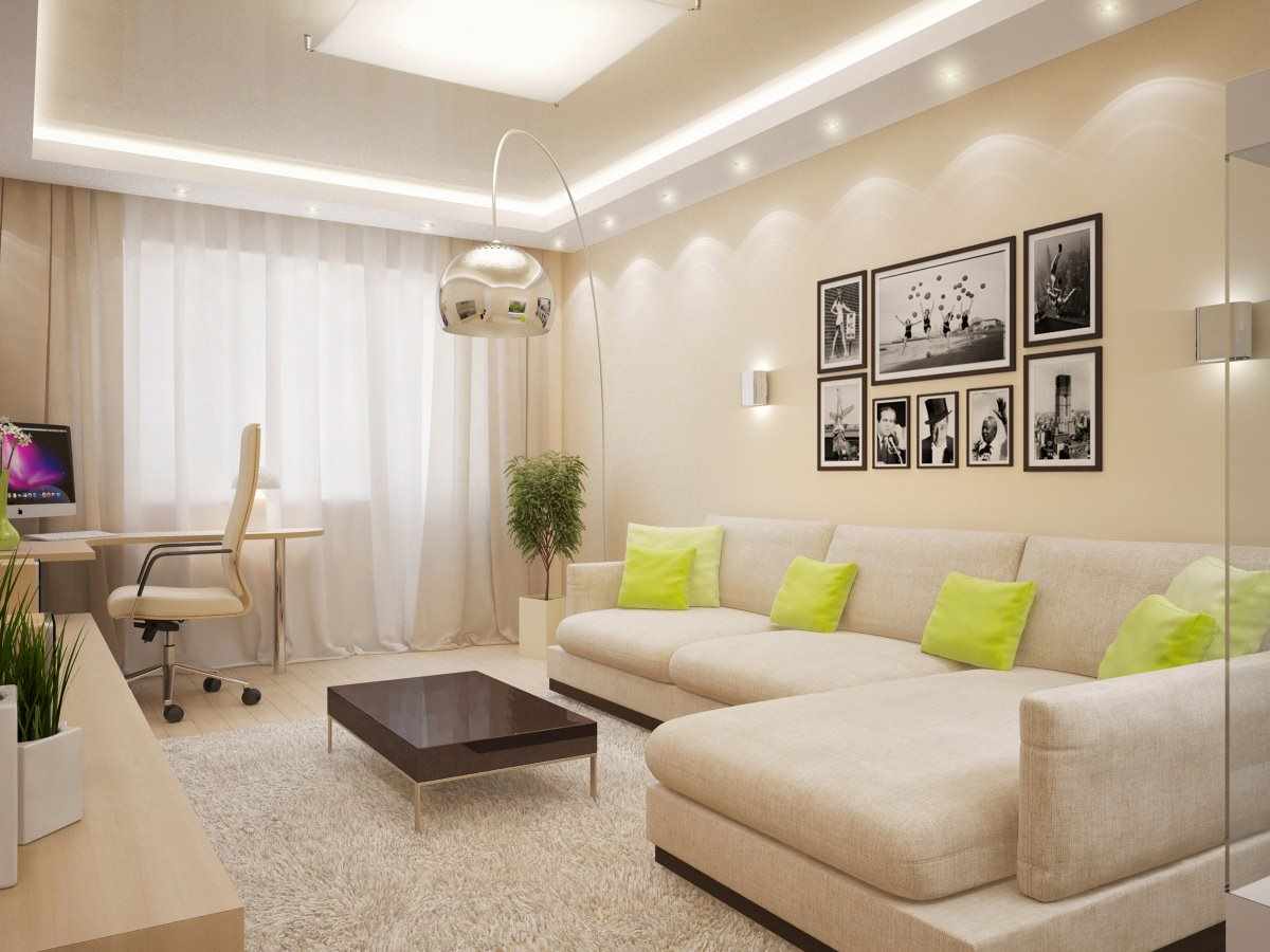 пример красивого дизайна гостиной комнаты 17 кв.м