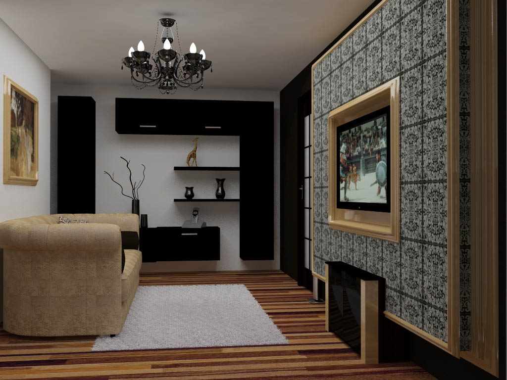 вариант красивого дизайна гостиной комнаты 17 кв.м