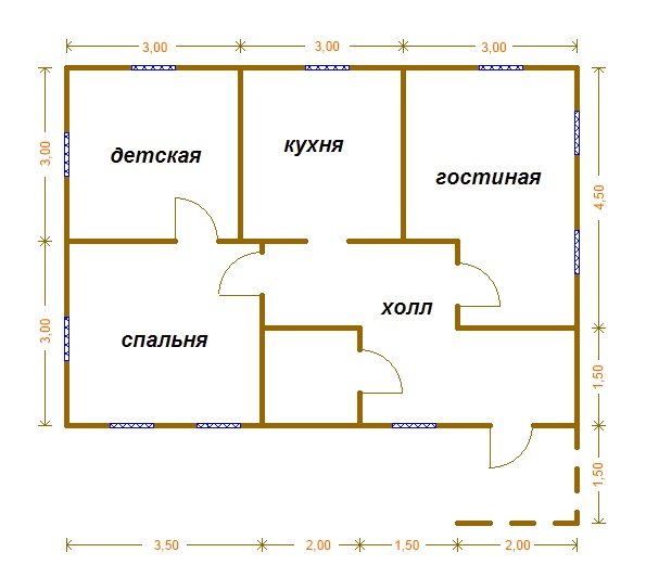 Планировка комнат в доме 6 на 9