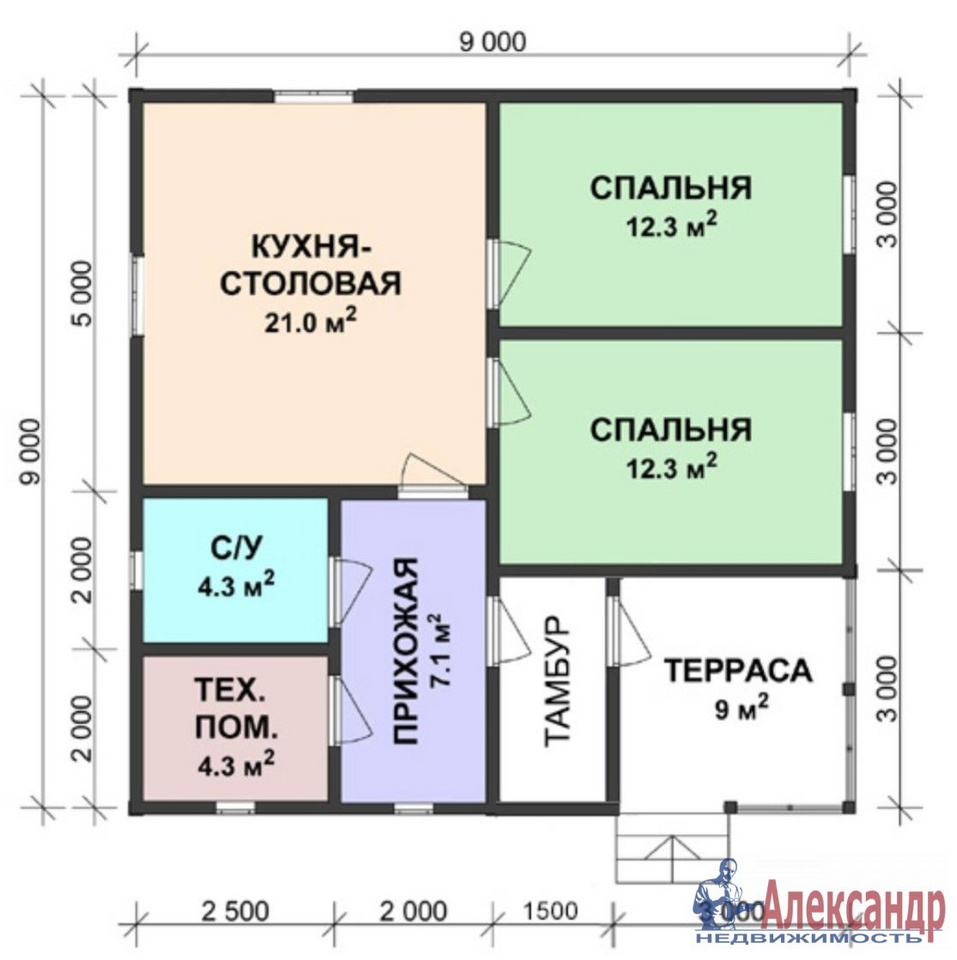 Проект каркасного дома 9х9