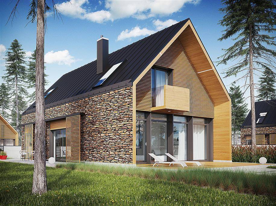 Дизайн дома с двухскатной крышей