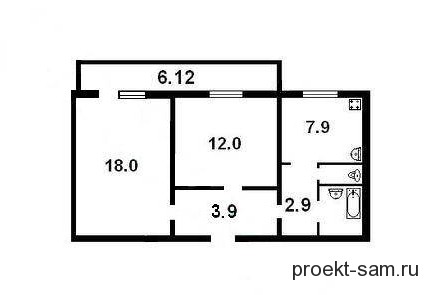 планировка двухкомнатной квартиры 90 серии
