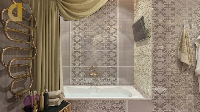 Отделка ванной комнаты плиткой: фото. Дизайн ванной со шторой