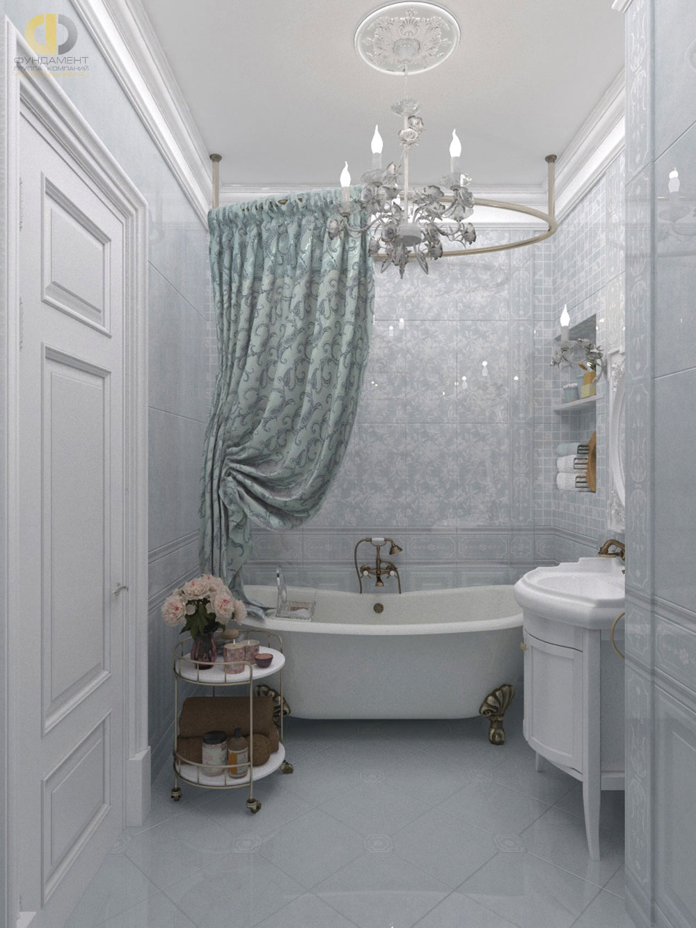 Ванная комната в оттенках серого. Фото из портфолио ГК «Фундамент» 