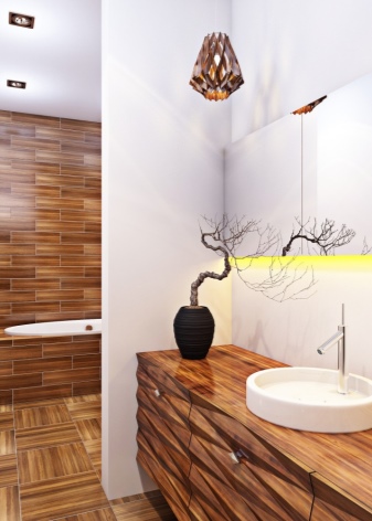 Плитка под дерево в интерьере ванной: варианты отделки и особенности выбора