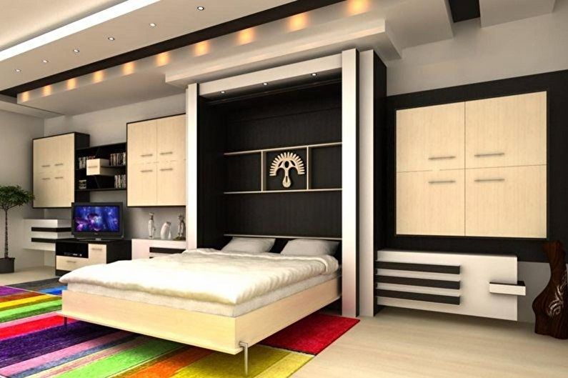 Виды двуспальных кроватей по типу конструкции - Двуспальная кровать-шкаф