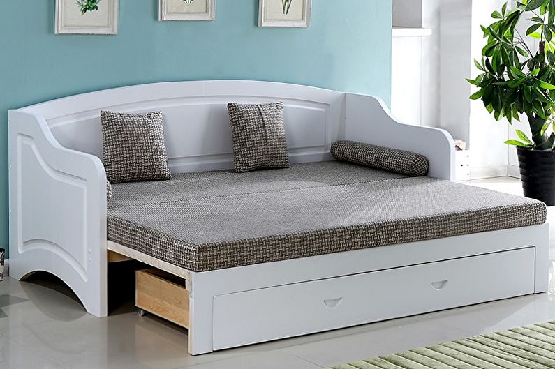 Виды двуспальных кроватей по типу конструкции - Двуспальная кровать-кушетка