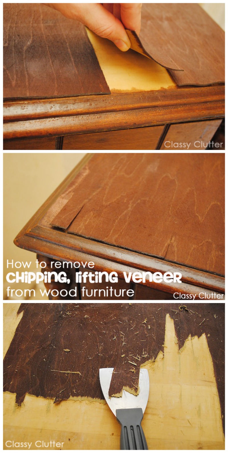 How to remove veneer from furniture without losing you rmind! 