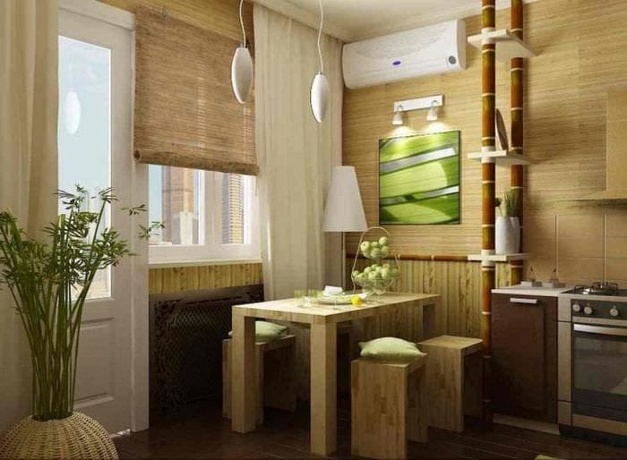 мебель с бамбуком в дизайне кухни