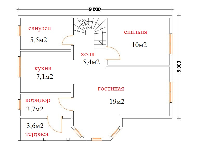 Планировка комнат в доме 6 на 9